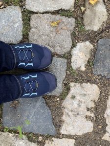 Boots on cobblestones